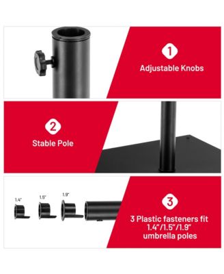 Square Weighted Patio Umbrella Base Stand 40 lbs Outdoor w/ 3 Adapters