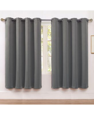 Set of 2 Thermal Room Darkening Grommet Top Curtains For Small Windows