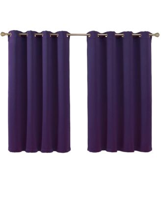 Set of 2 Thermal Room Darkening Grommet Top Curtains For Small Windows