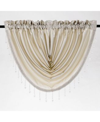 Ultra Lux Faux Silk Regency Crinkle Rod Pocket Semi Sheer Crystal Beaded Window Valance