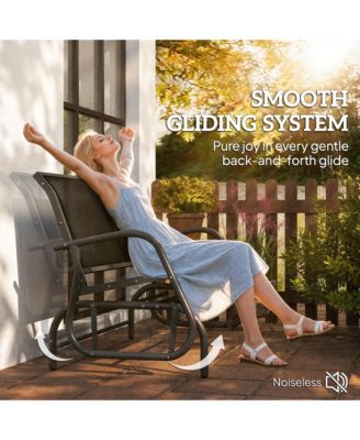 2-Person Outdoor Glider Bench Patio Double Swing Rocking Chair Loveseat with Power Coated Steel Frame for Backyard Garden Porch