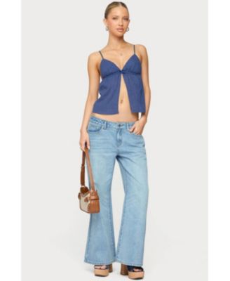 Womens Low Rise Wide Leg Jeans