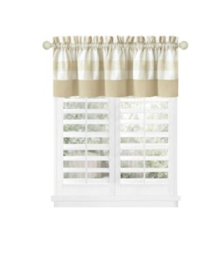 Modern Country Farmhouse 3 Piece Buffalo Check Plaid Window Curtains & Valance Set - 63 in - Gray