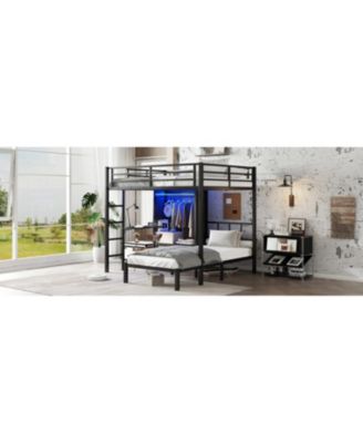 Full XL/Twin Bunk Bed with Desk & Closet - Black