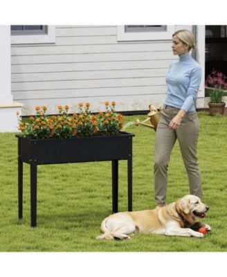 Raised Garden Bed Elevated Metal Planter Box with Legs Drainage Holes Gardening Box