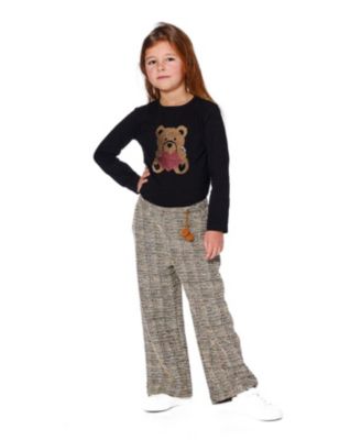Girl Tweed Flare Pants Beige and Black - Toddler|Child