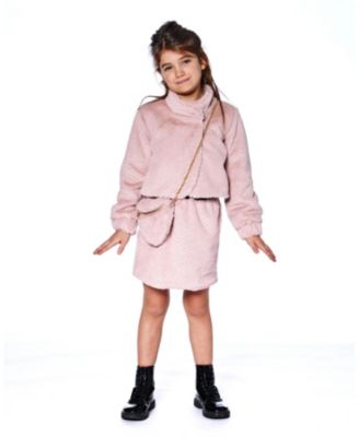 Girl Fake Fur Short Jacket Pink - Toddler|Child
