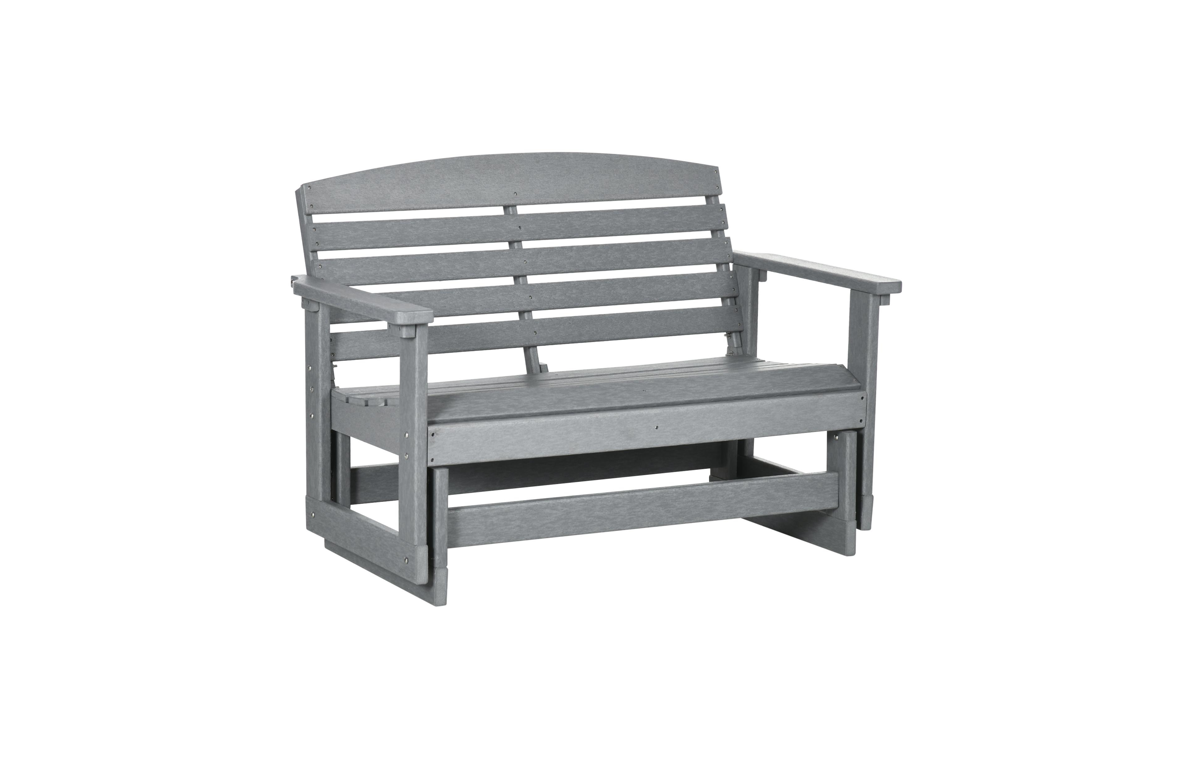 Flynama 2-Person Outdoor Glider Bench Patio Double Swing Rocking Chair Loveseat w/ Slatted Hdpe Frame for Backyard Garden Porch, Light Gray