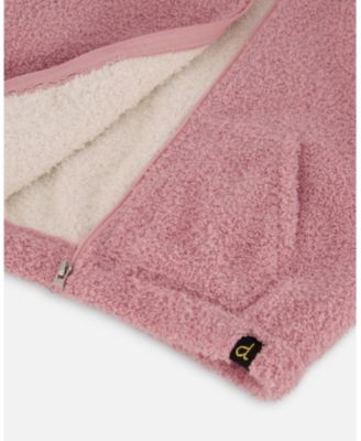 Toddler Girls Hooded Full Zip Cat Plush Jacket Dusty Pink - Toddler|Child