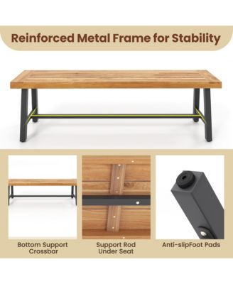 2PCS 63'' Long Outdoor Acacia Wood Bench Seats up to 3 Persons for Garden Porch