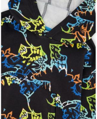 Toddler Boys Printed Hooded Fleece Sweatshirt Black - Toddler|Child