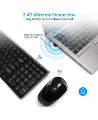 Wireless Keyboard and Mouse Combo, Wireless USB Mouse and Computer Keyboard Set, Compact and Silent for Windows Laptop, Desktop, PC- Black