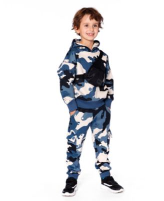 Toddler Boys Fleece Sweatpants with Cargo Pockets Blue Camouflage - Toddler|Child