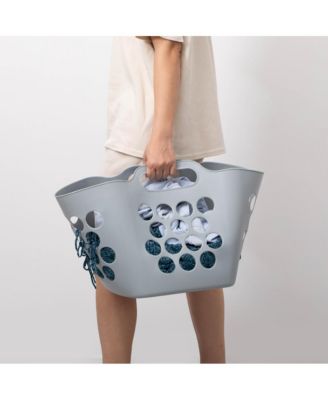 Flexible Plastic Carry Laundry Basket Holder Square Storage Hamper with Side Handles
