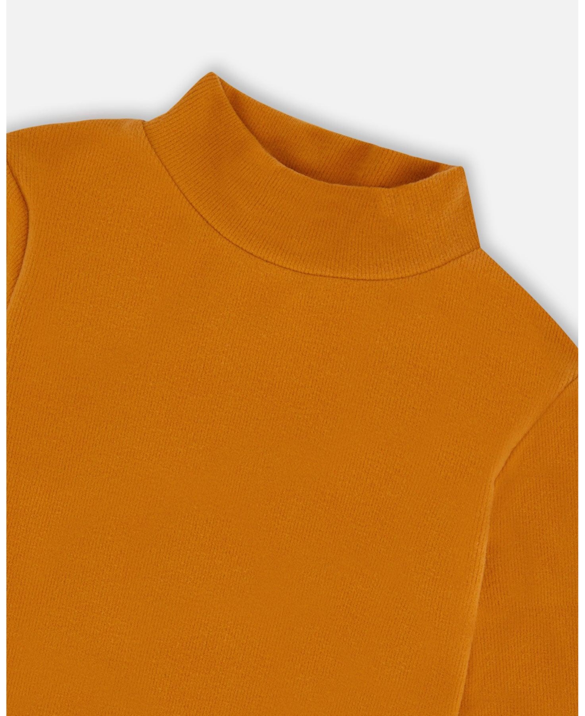 Deux par Girl Super Soft Ribbed Mock Neck Top Golden Yellow