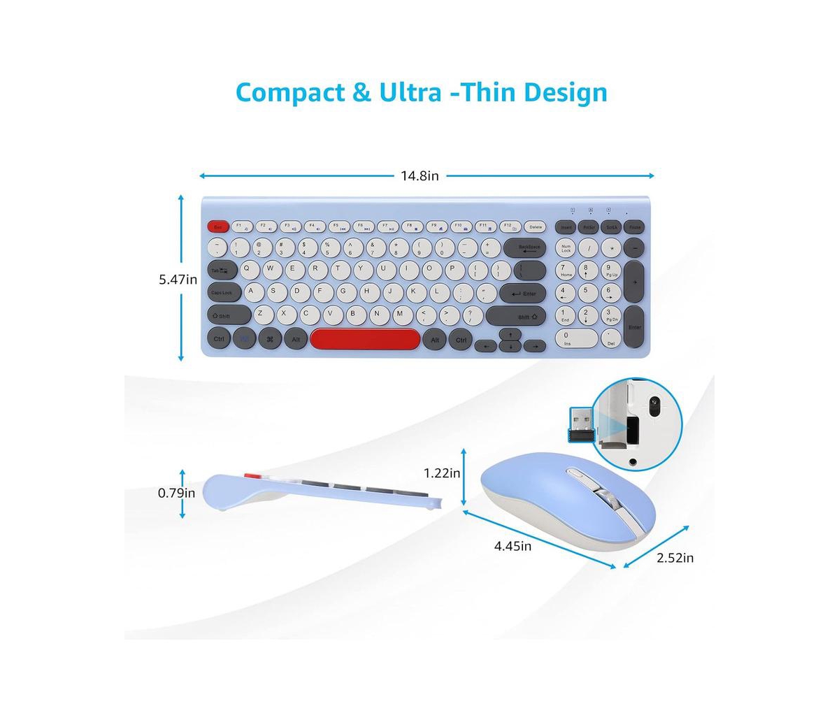 risokeys Wireless Keyboard and Mouse Combo, Wireless Usb Mouse and Computer Keyboard Set, Compact and Silent for Windows Laptop, Desktop