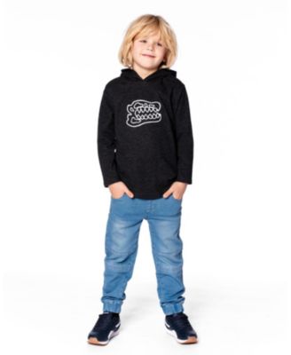 Toddler Boys Long Sleeve Super Soft Brushed Jersey Hooded Sweatshirt Black - Toddler|Child