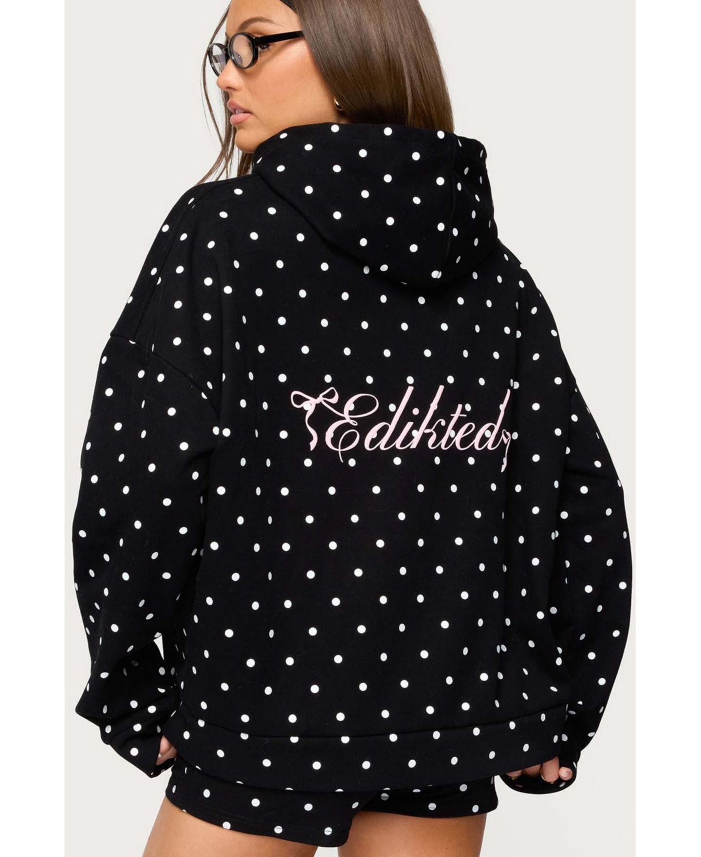Женское худи Edikted Chelsie Polka Dot, цвет: Чёрный белый — фото 2
