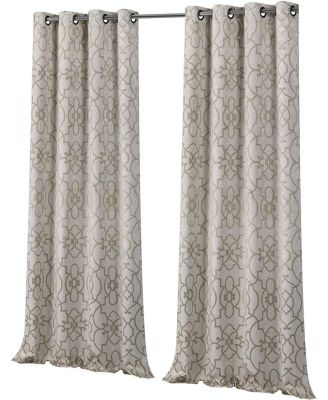 Living 2 Pack Reversible Geometric Room Darkening Grommet Curtains - 38 in. W x 84 in. L, Lavender/Purple