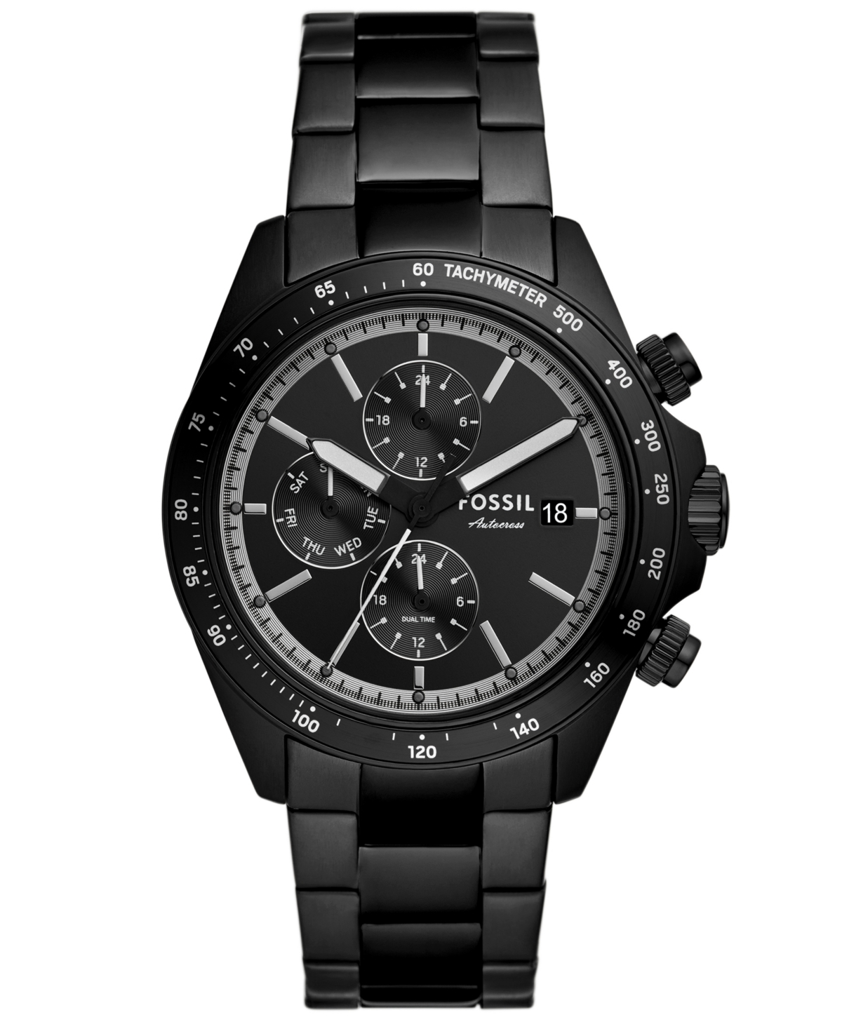 Men's Autocross Multifunction Black Stainless Steel Watch, 42mm - Black