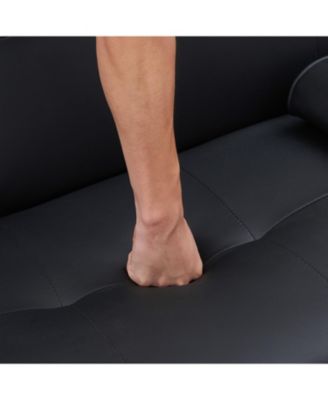 Black Leather Double Folding Sofa Bed & Table