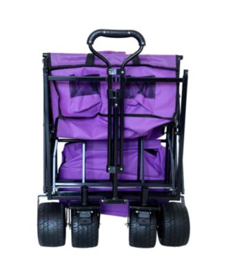 Collapsible Wagon with Canopy All-Terrain Wheels Purple