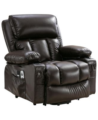Power Electric massage lift lounge chair, suitable for the elderly, with heating and vibration functions,Fleece leather with USB, can be used for lying down. BROWN