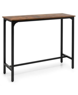 48 Inch Industrial Pub Dining Table with Steel Frame
