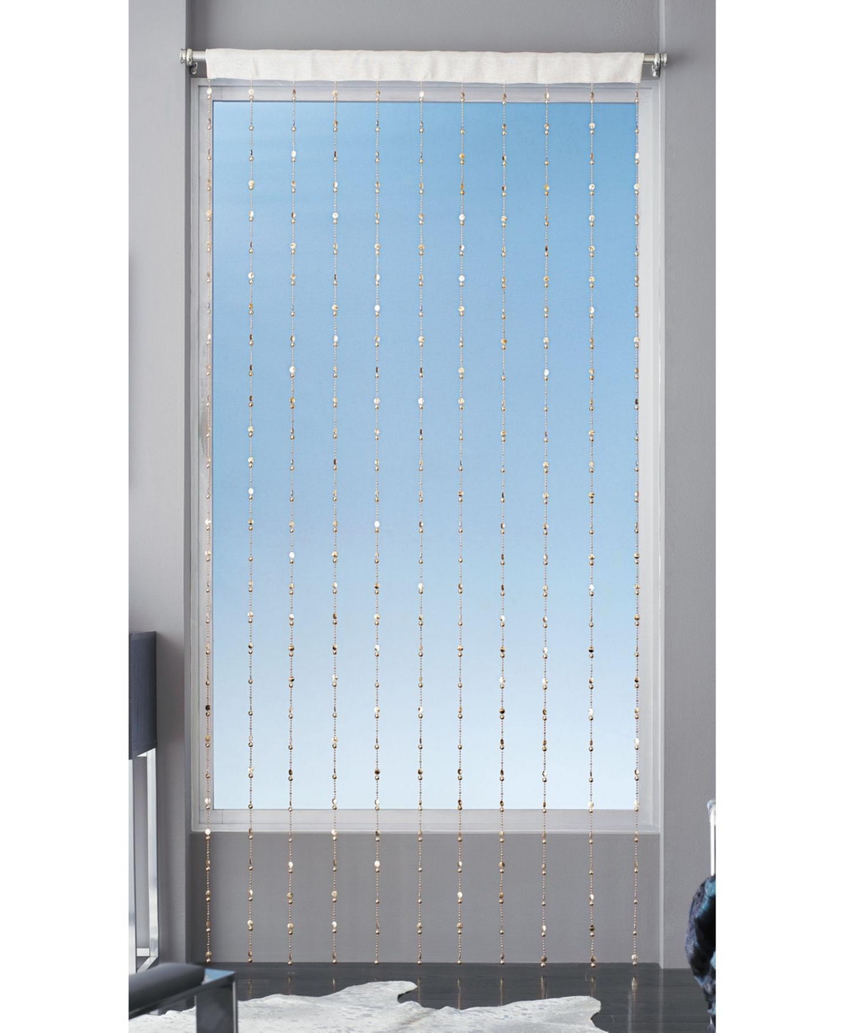 Luxurious Jaeger Rod Pocket Acrylic Beaded Single Window Curtain Panel - 40 in. W x 84 in. L - Gold