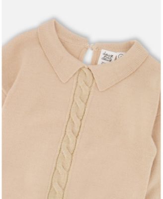 Girl 3/4 Sleeve Knitted Sweater Beige - Child