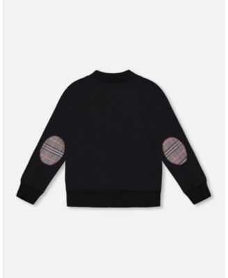 Baby Boy Bi-Material Zip Front Jacket Gray and Black Plaid - Baby