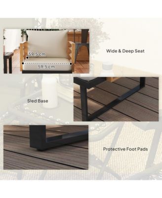 Metal Outdoor Bistro Set, Small Patio Set with Cushions,