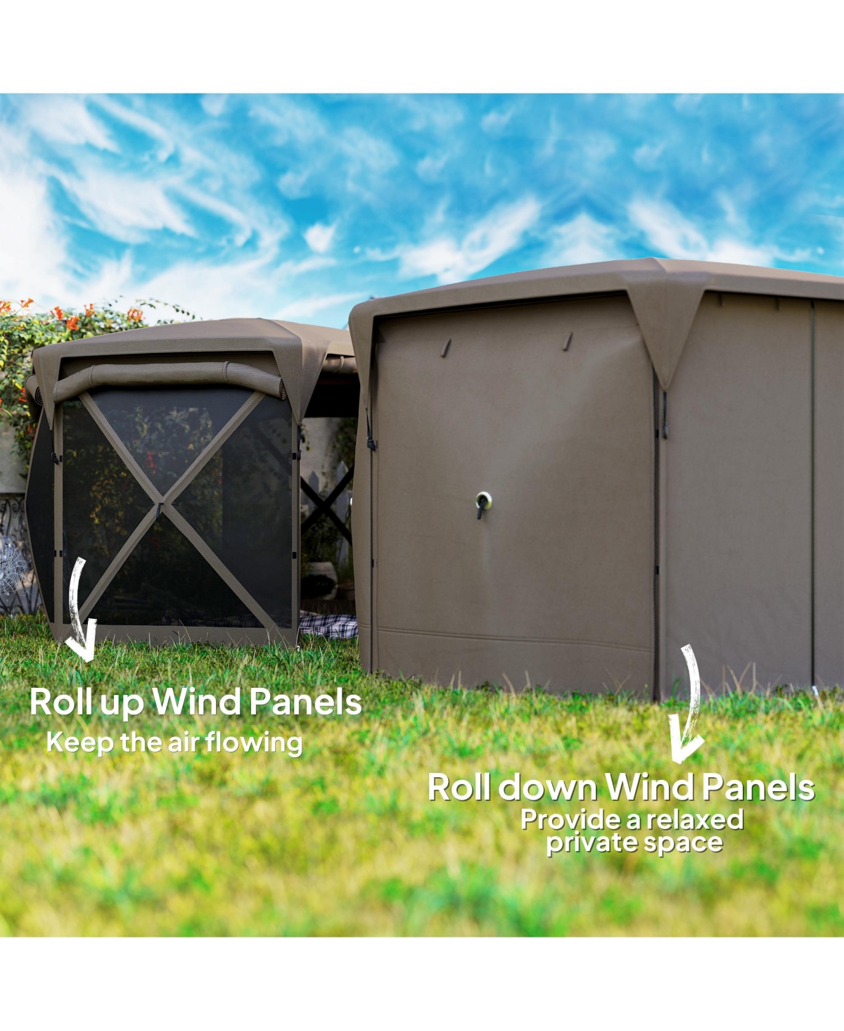 Outsunny 11ft Pop Up Gazebo Screen Tent with Removable Roof, Dark