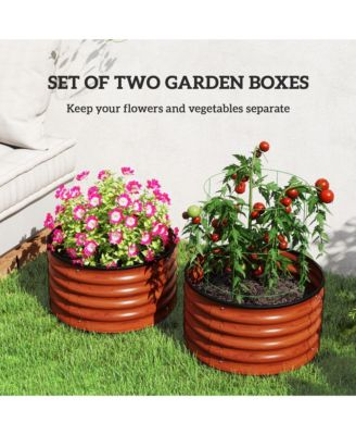 Raised Garden Beds Set of 2 Galvanized Metal Planter Boxes