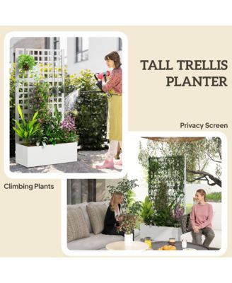 Metal Planter Box with Trellis, Drain Holes, 35"x16"x70",