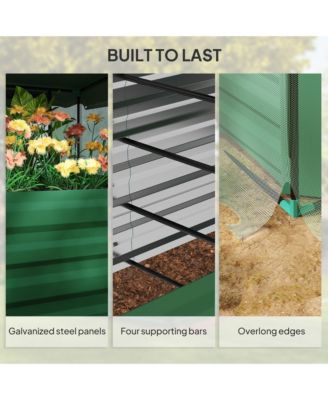 Galvanized Raised Garden Bed with Crop Cage & Shade Cloth,