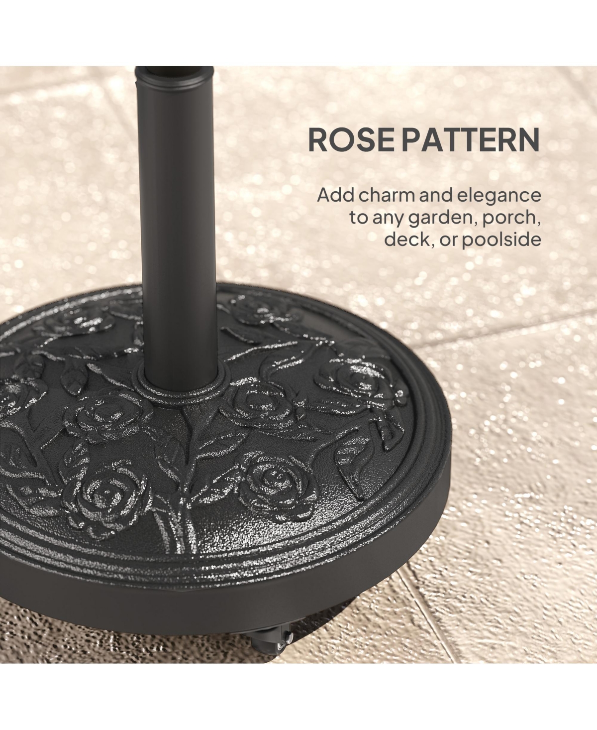 Outsunny Patio Umbrella Base, 46 lbs Sd with Wheels,
