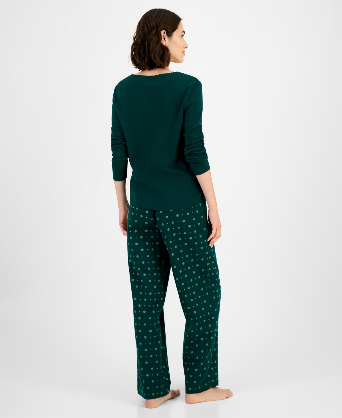 Charter Club Women's Cotton Flannel Plaid Pajama Pants, Created For Macy's In Green