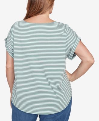 Plus Size Floral Stripe Jersey Top