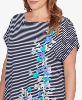 Plus Size Floral Stripe Jersey Top