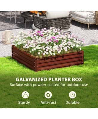 4' x 4' Outdoor Raised Garden Steel Planter Bed Frame, Natural