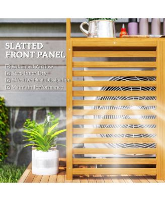 Wood Air Conditioner Fence Privacy Screen Potting Table w/ Shelves