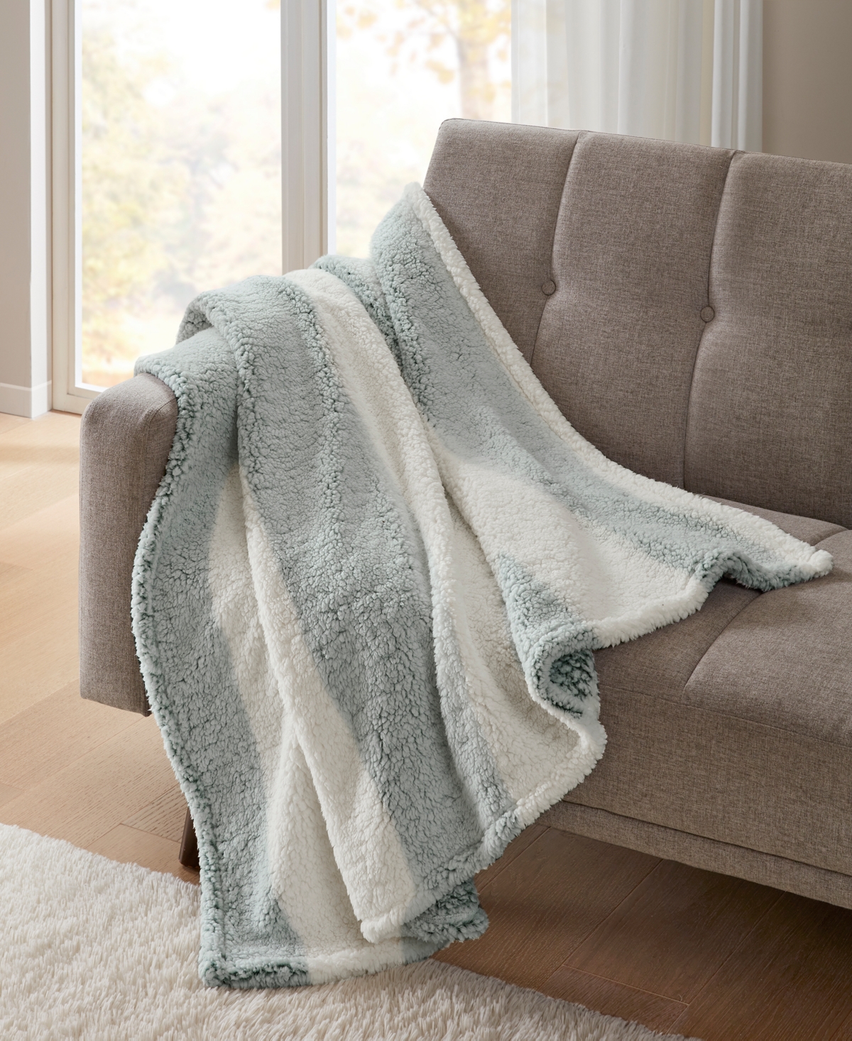Premier Comfort Cozy Sherpa Throw Blanket, 50" X 60" In Green