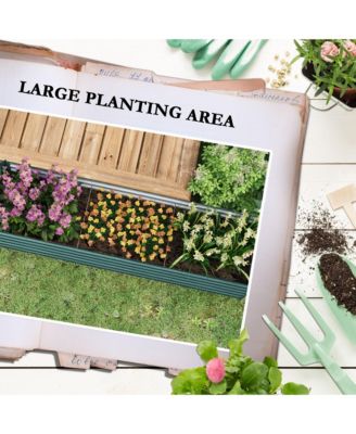 8x2x1ft Galvanized Raised Garden Bed Large Elevated Planter Box for Outdoor Gardening