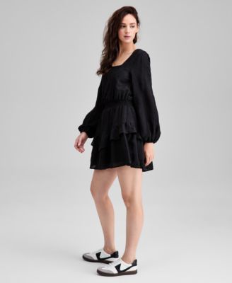 Women's Embroidered Blouson-Sleeve Fit & Flare Dress, Macy's Exclusive