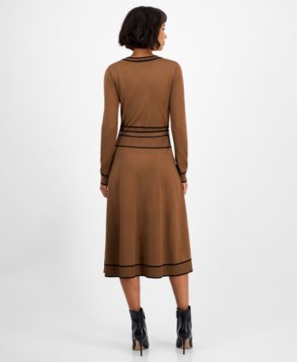 Women's Wide-Rib Belted Sweater Dress