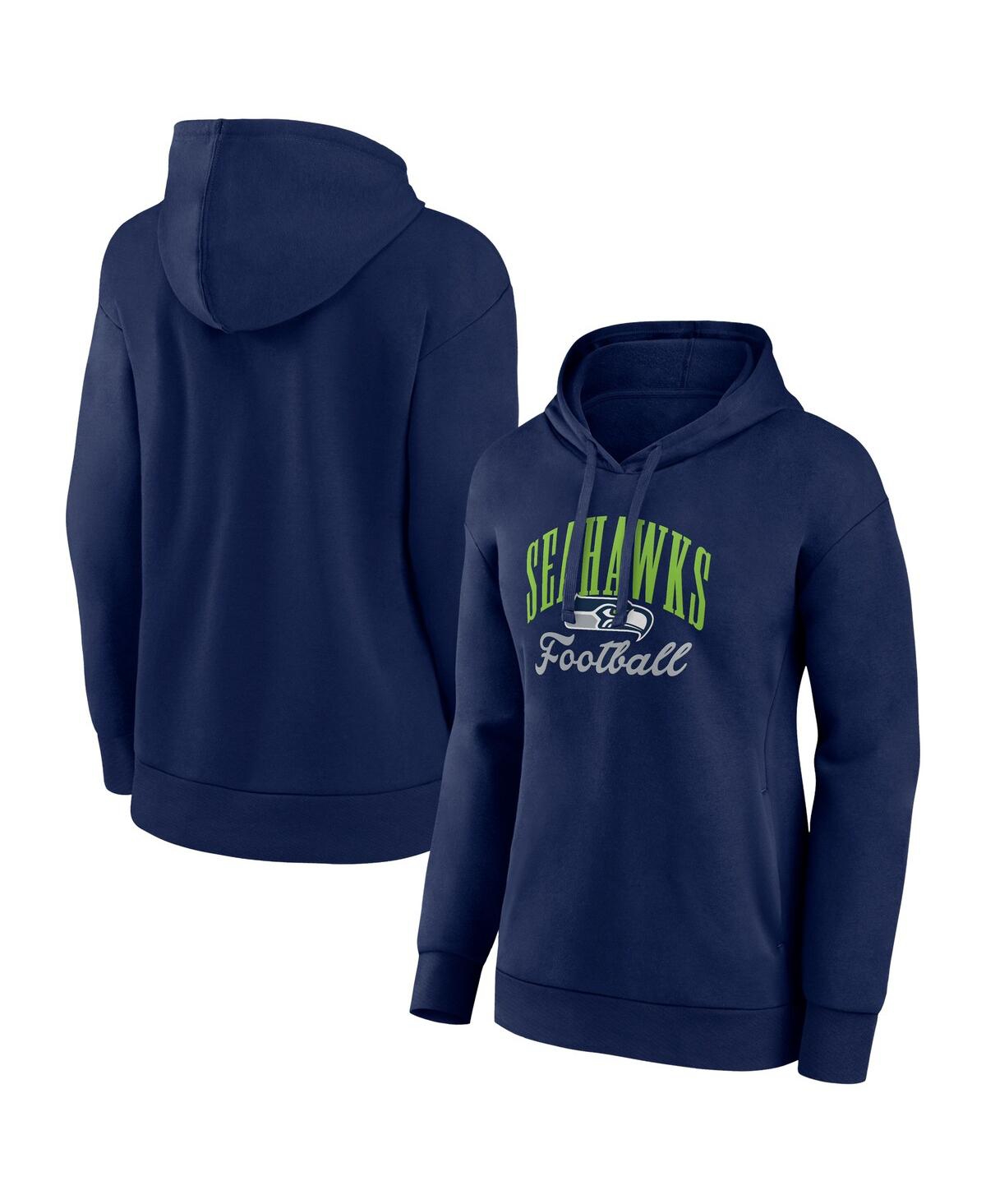 Women's College Navy Seattle Seahawks Team Logo Victory Script Pullover Hoodie - Navy