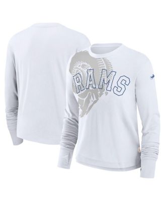 Nike - Women's White Los Angeles Rams Layered Logo Cropped Long Sleeve Fashion T-Shirt