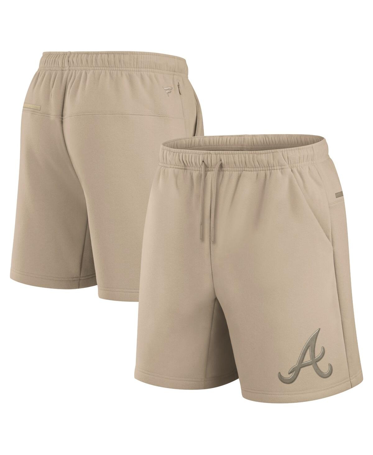 Men's and Women's Khaki Atlanta Braves Elements Super Soft Fleece Shorts - Khaki