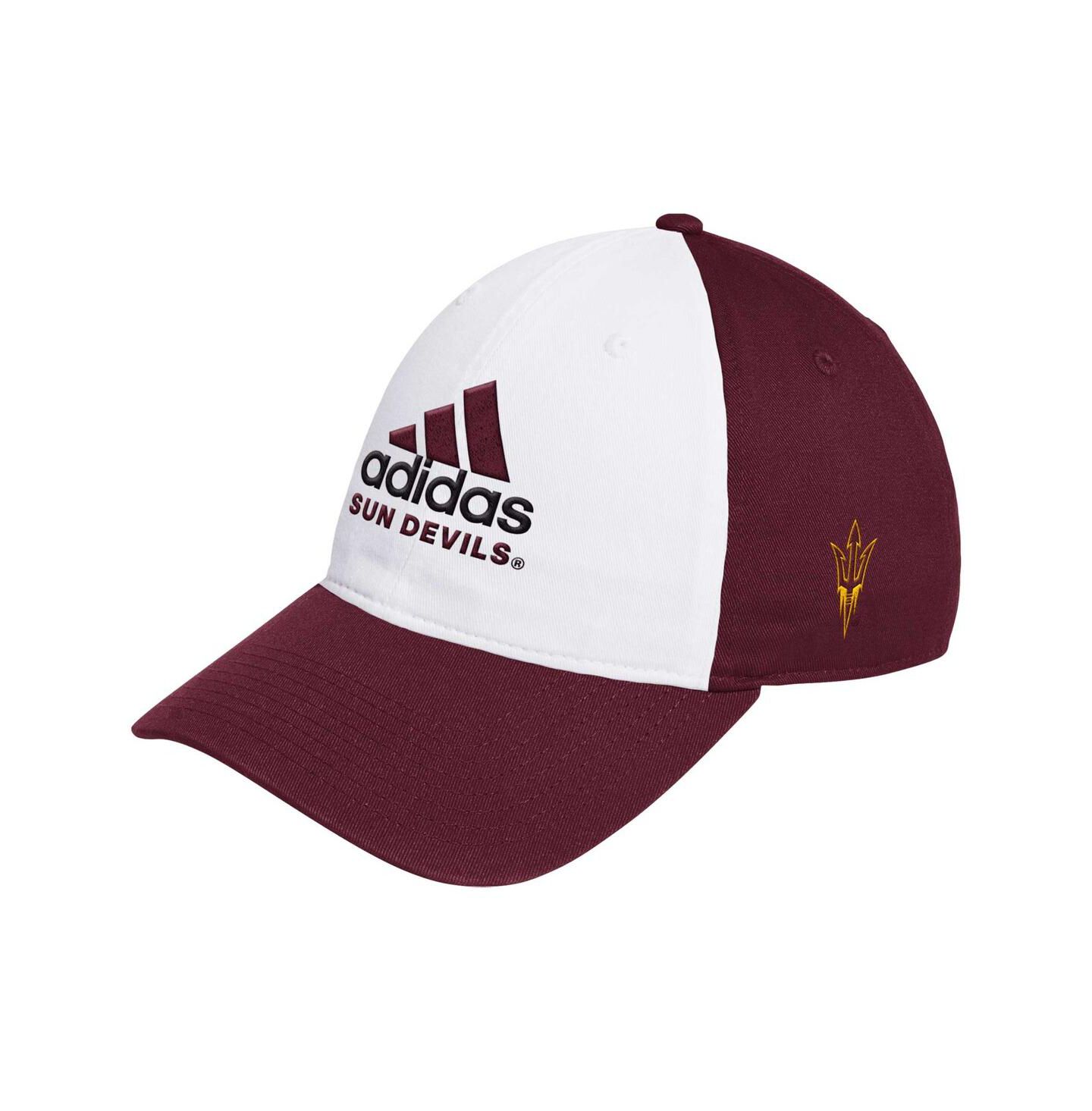 Мужская кепка adidas White/Maroon Arizona State Sun Devils Slouch Adjustable Hat — фото 1